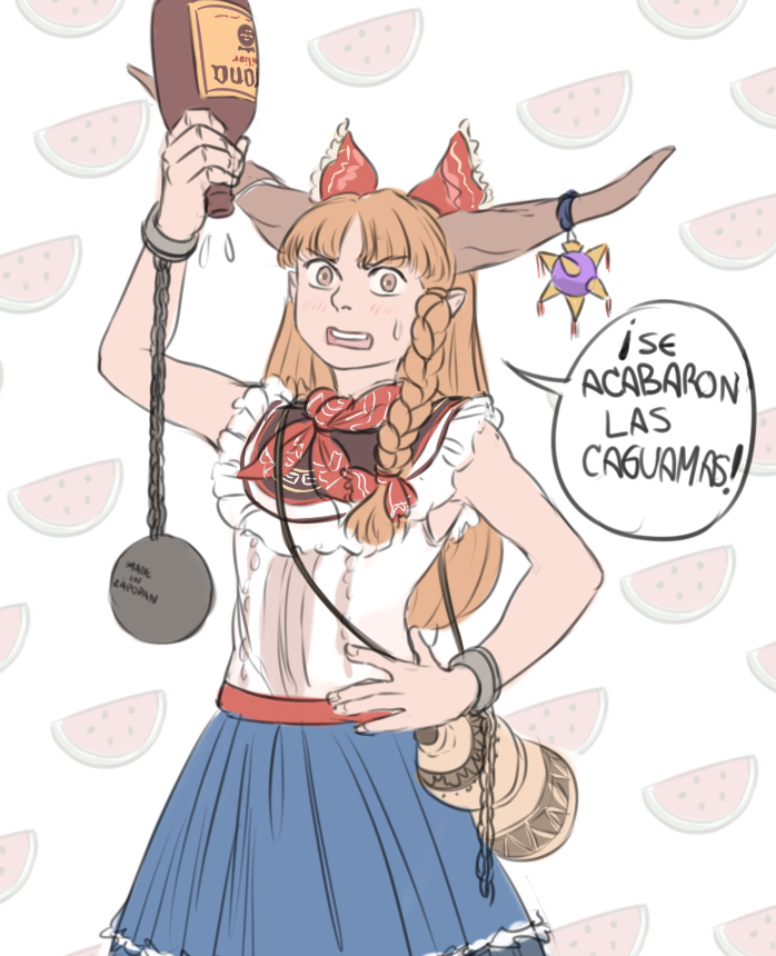 1girl, adapted_costume, alcohol, ball, beer, bottle, bow, braid