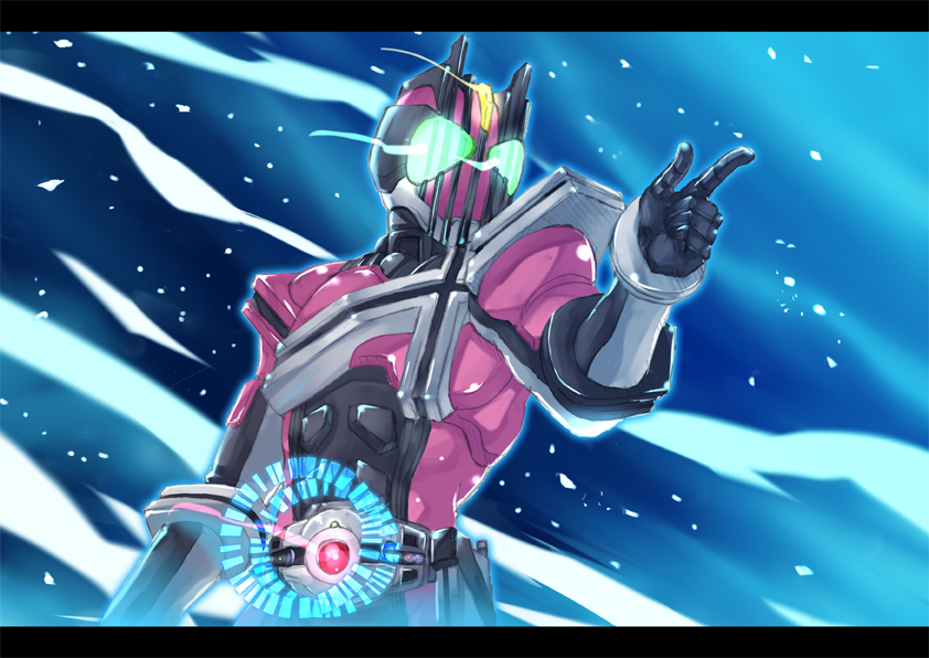 1boy, belt, decadriver, glowing, glowing_eyes, kamen_rider, kamen_rider_dcd, kamen_rider_decade