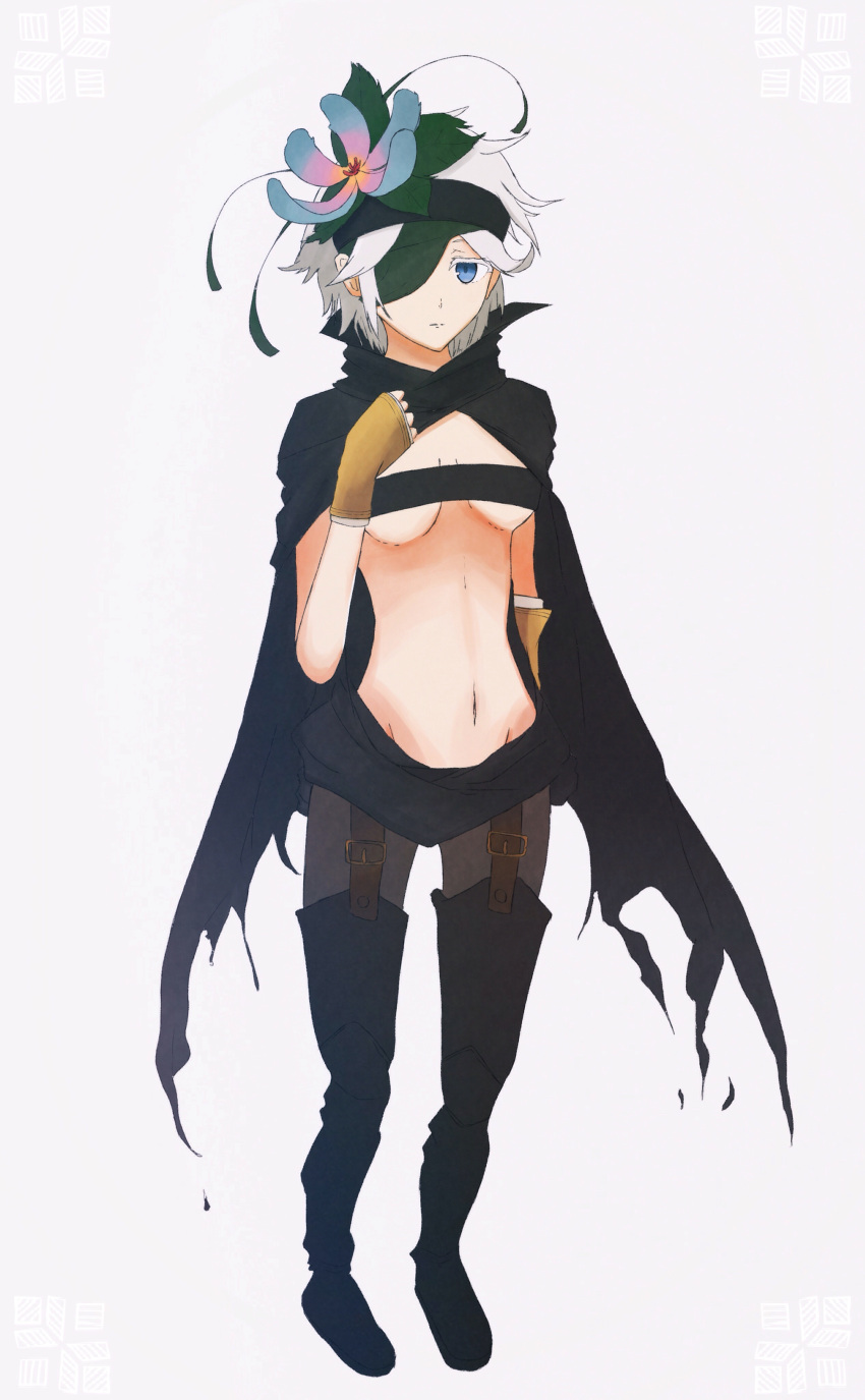 1girl, absurdres, artist_request, cape, flower, fremy_speeddraw, hair_flower, hair_ornament