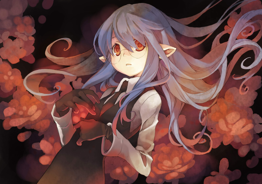1girl, absurdres, black_hair, glasses, gloves, highres, hitsugi_katsugi_no_kuro, kiyuzuki_satoko
