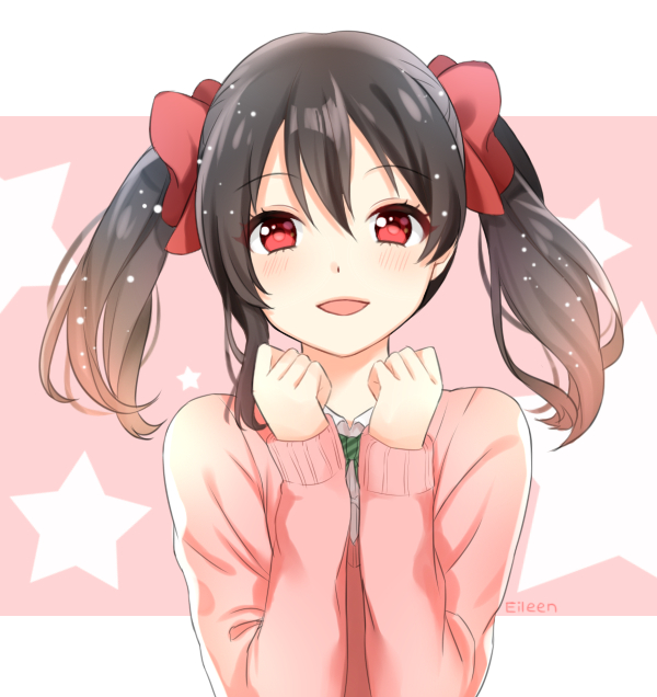 birthday, black_hair, blush, jacket, long_hair, love_live!_school_idol_project, red-eyes, smile