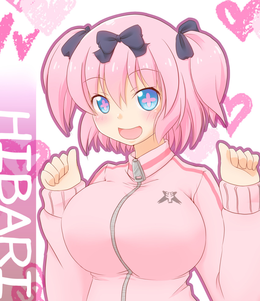 +_+, 1girl, blue_eyes, blush, bow, breasts, hair_bow, hibari_(senran_kagura)