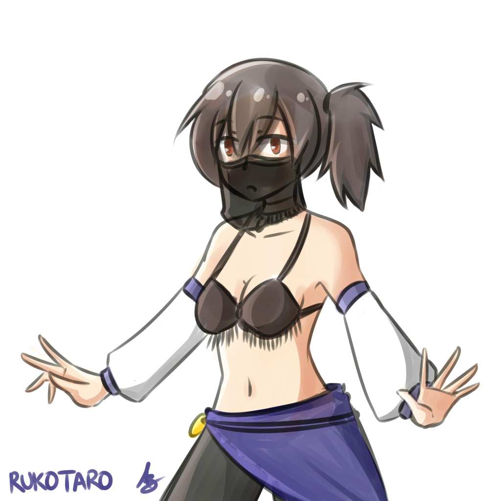 1girl, brown_eyes, brown_hair, detached_sleeves, harem_outfit, kaga_(kantai_collection), kantai_collection, rukotaro