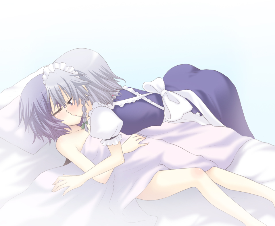 izayoi_sakuya, kiss, maid, multiple_girls, remilia_scarlet, ribbon, saki_chisuzu, sakichi_suzu, short_hair, touhou, yuri