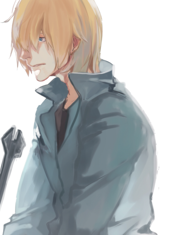 1boy, avvo_(ekireikirei), baccano!, blonde_hair, graham_spector, looking_away, sad, solo