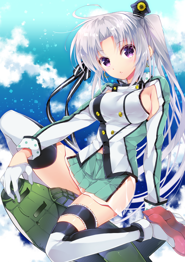 1girl, ahoge, akitsushima_(kantai_collection), akitsushima_(seaplane_tender), ariko_youichi, breasts, kantai_collection, long_hair