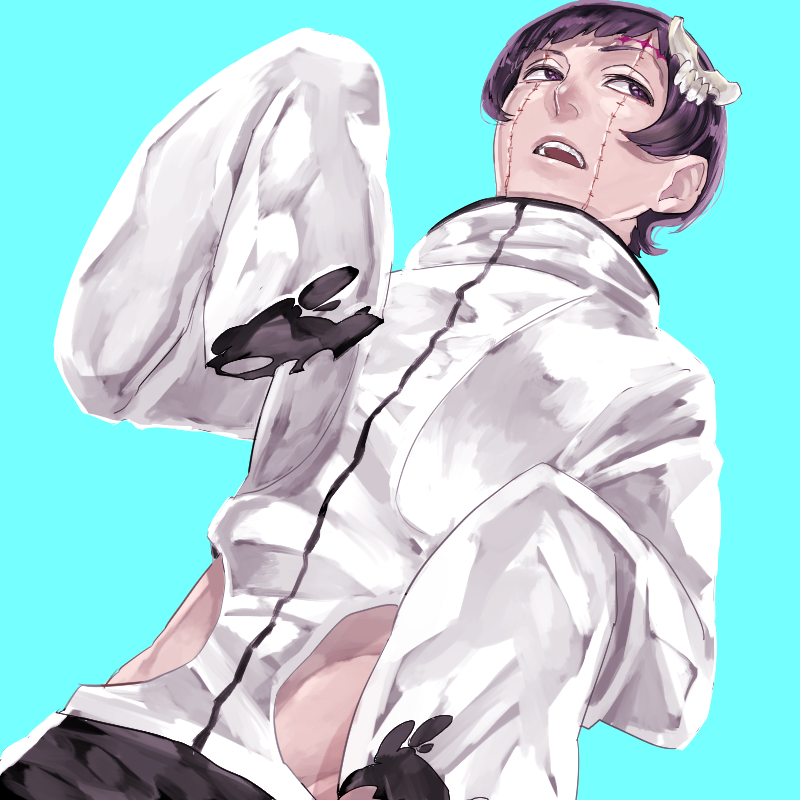 1boy, agatsumaattsu, bleach, bone, looking_up, luppi_antenor, scar, sleeves_past_wrists