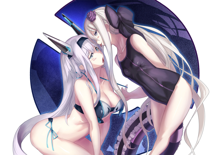 2girls, bikini, blue_eyes, crossover, dodonpachi, dodonpachi_saidaioujou, ere_(2516325), gothic_wa_mahou_otome
