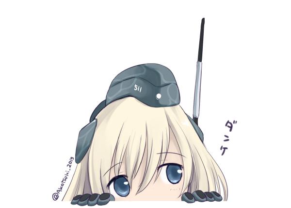 1girl, akatsuki_matsumoto, blue_eyes, garrison_cap, hat, kantai_collection, long_hair, military