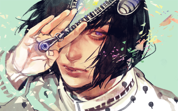 1boy, black_hair, bob_cut, bruno_bucciarati, jojo_no_kimyou_na_bouken, realistic, solo, uko_(moi08)