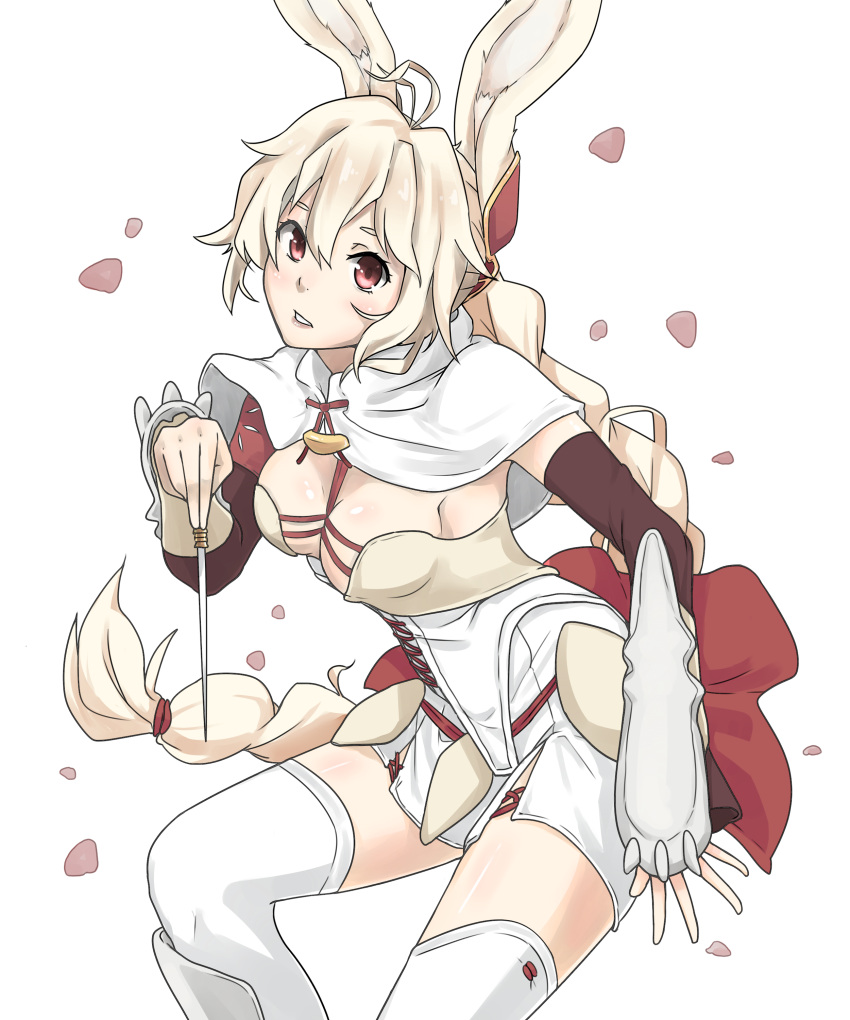 absurdres, animal_ears, breasts, cleavage, highres, nashetania_loei_piena_augustra, no_bra, rabbit_ears
