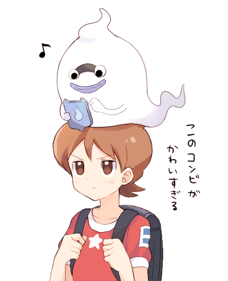 1boy, amano_keita, backpack, bag, brown_eyes, brown_hair, ghost, mei_(maysroom)