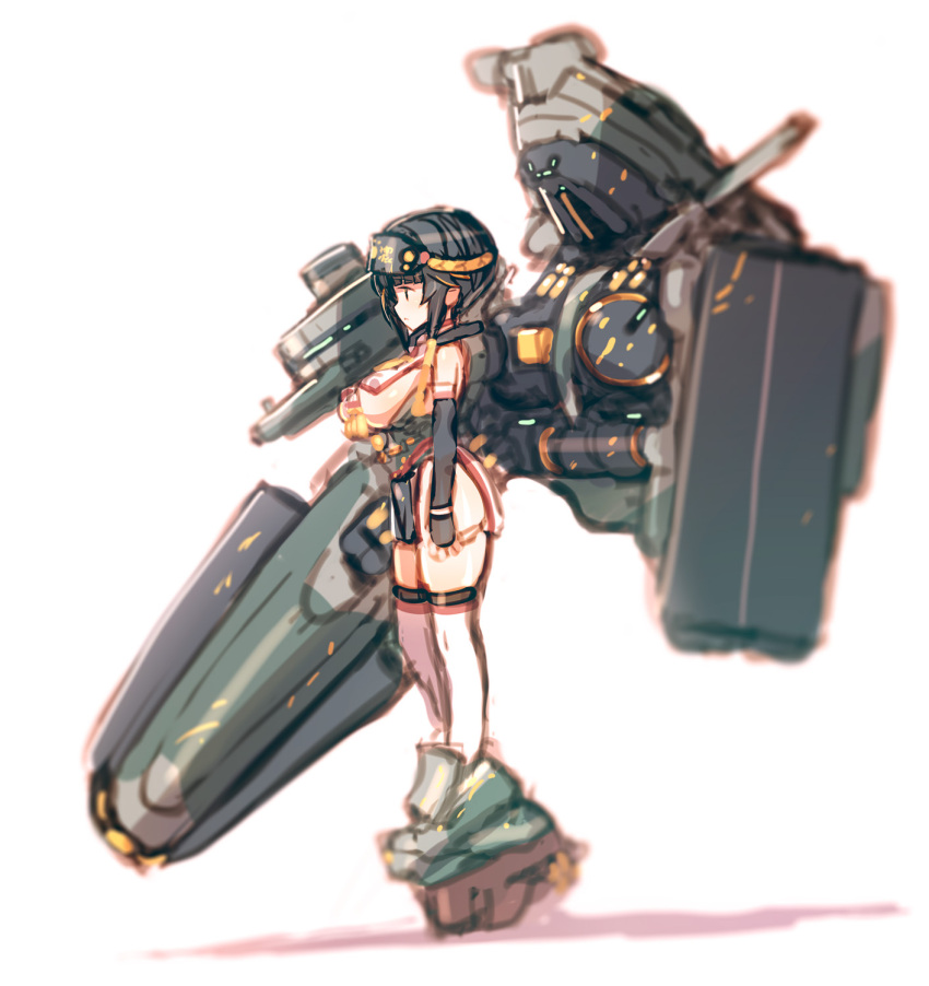 1girl, black_hair, breasts, full_body, highres, kantai_collection, large_breasts, machinery
