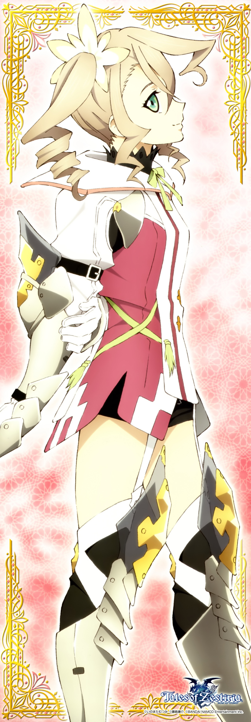 1girl, absurdres, alisha_(tales), blonde_hair, brown_hair, drill_hair, green_eyes, highres