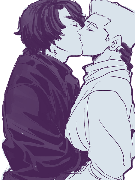 2boys, black_hair, closed_eyes, cole_(ninjago), eyebrows, gloves, hair_over_one_eye, hug