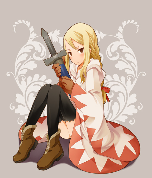 b.tarou, blonde_hair, blush, braid, brown_eyes, class_change, final_fantasy, final_fantasy_tactics