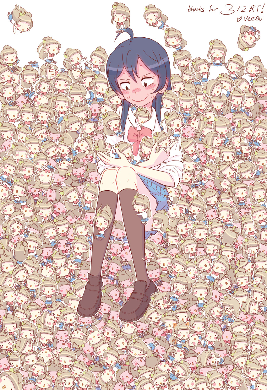 6+girls, absurdres, bird, blush, chibi, chick, full-face_blush, highres
