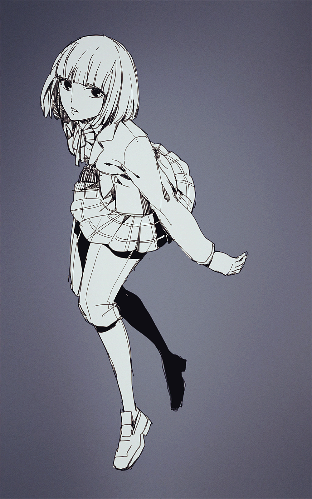 1girl, bangs, blunt_bangs, collared_shirt, highres, kangoku_gakuen, long_sleeves, midorikawa_hana