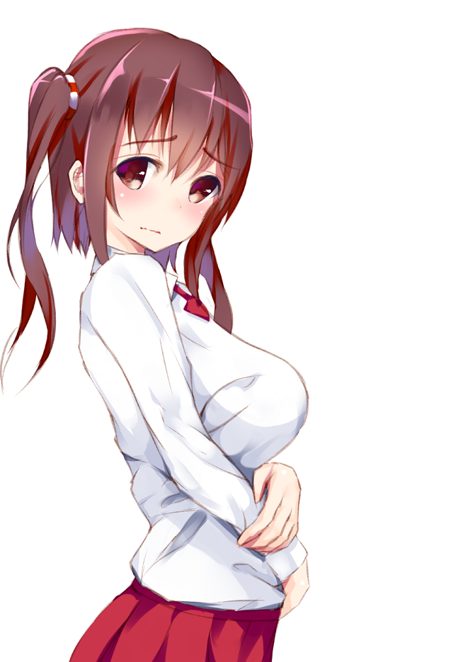 1girl, blush, breasts, brown_eyes, brown_hair, ebina_nana, henet_hene, himouto!_umaru-chan, long_hair, looking_at_viewer, solo, twintails