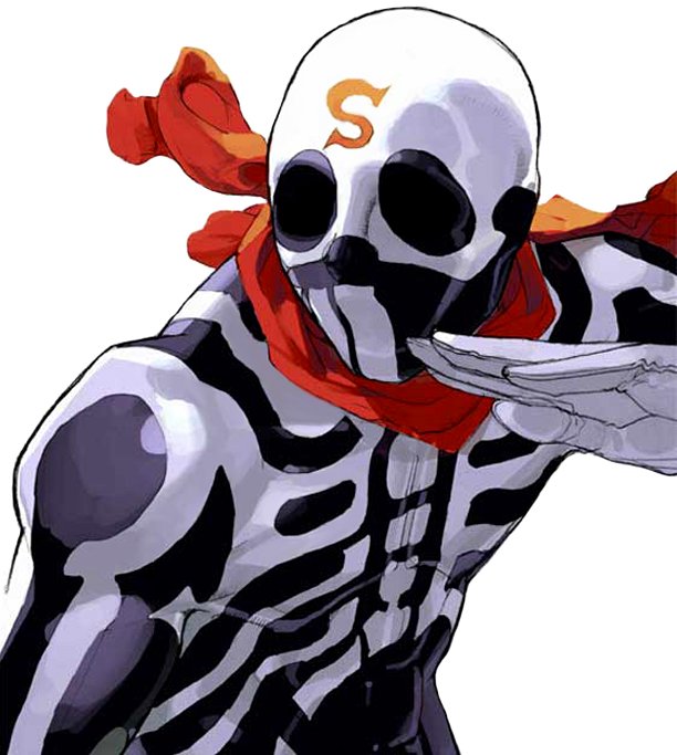 1boy, edaki_shin'ya, mask, official_art, skullomania, solo, street_fighter, street_fighter_ex