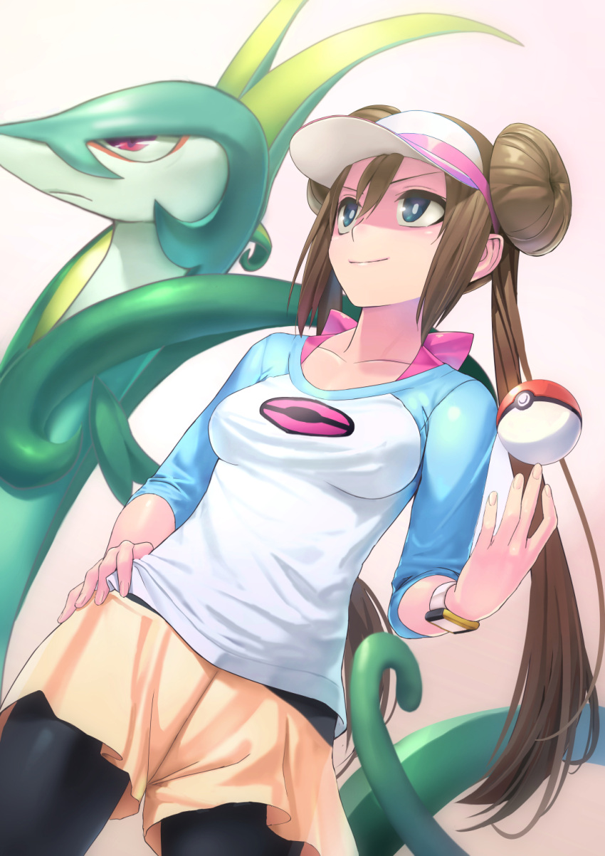 1girl, blue_eyes, brown_hair, double_bun, hair_between_eyes, hand_on_hip, highres, long_hair
