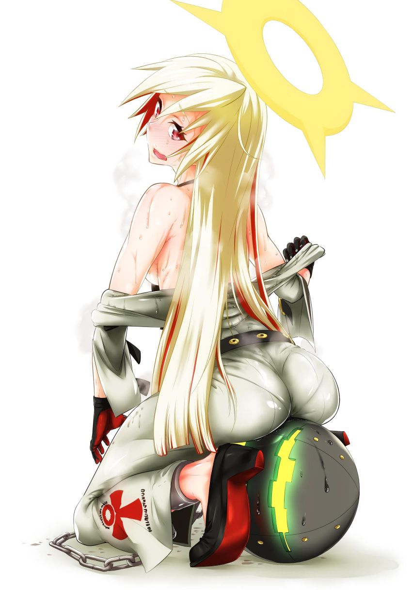 absurdres, ass, bare_shoulders, blonde_hair, gloves, guilty_gear, guilty_gear_xrd, halo