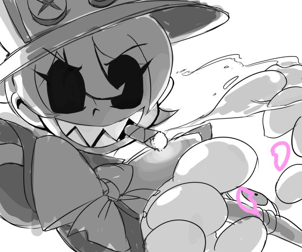 1girl, bow, broken_heart, cigar, eye_socket, gloves, hat, heart