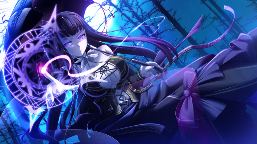 1girl, bangs, belt, black_dress, black_hair, blunt_bangs, breasts, cleavage