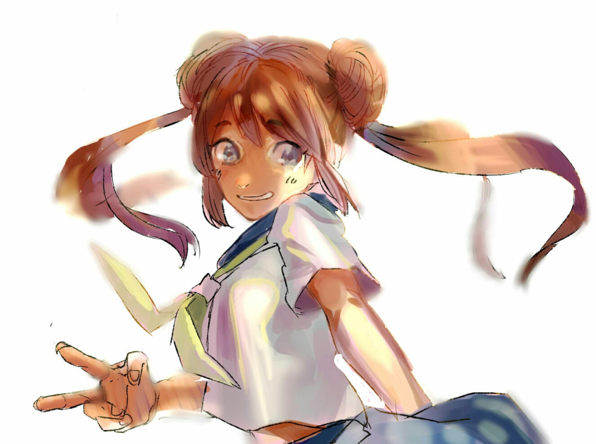 1girl, blue_eyes, brown_hair, commentary_request, double_bun, long_hair, mei_(pokemon), pokemon