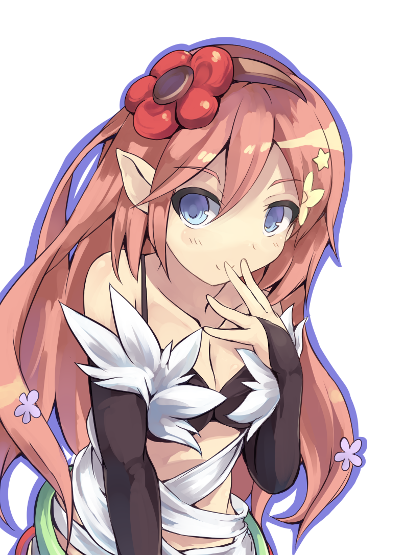 1girl, blue_eyes, breasts, cleavage, duel_monster, flower, long_hair, looking_at_viewer