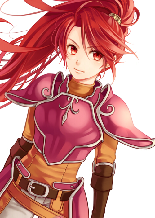 1girl, armor, belt, breastplate, brown_gloves, elbow_gloves, fire_emblem, fire_emblem:_akatsuki_no_megami