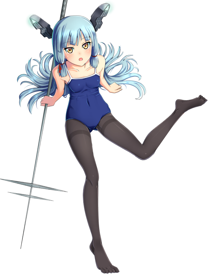 0625a, 1girl, bangs, black_legwear, blunt_bangs, breasts, competition_school_swimsuit, from_above