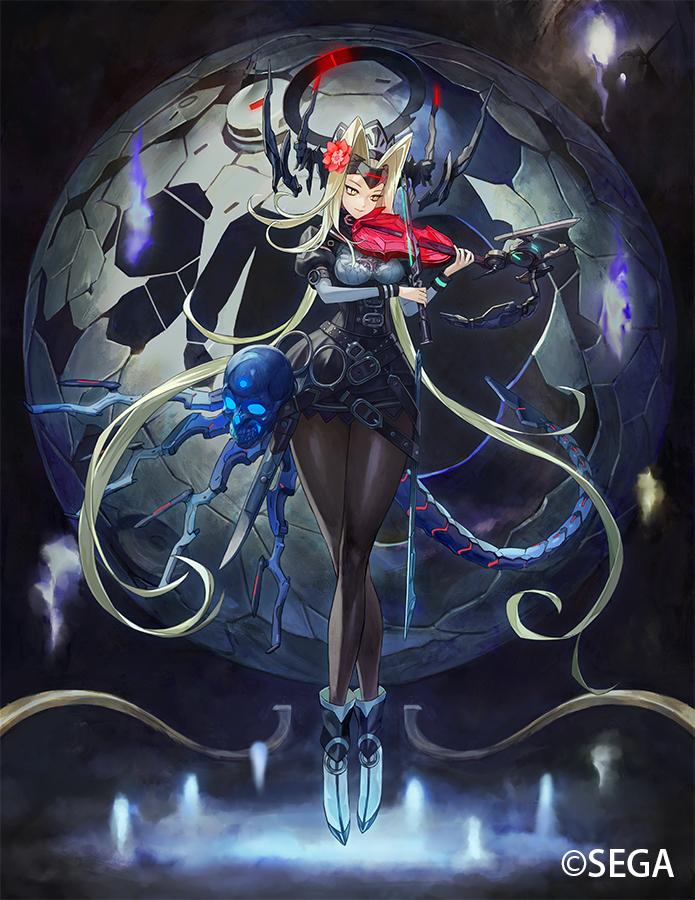 character_request, chunithm, hair_intakes, instrument, kazutaka, long_hair, skull, very_long_hair