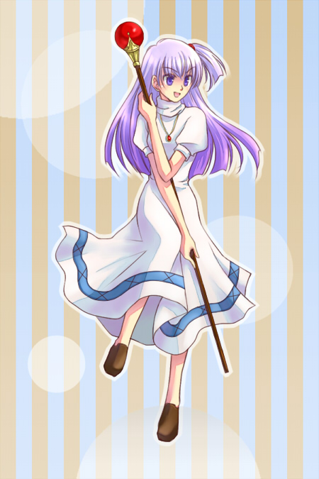 1girl, fire_emblem, fire_emblem:_shin_monshou_no_nazo, long_hair, malliesia, mikirin_ap, open_mouth, purple_hair, solo, staff, violet_eyes