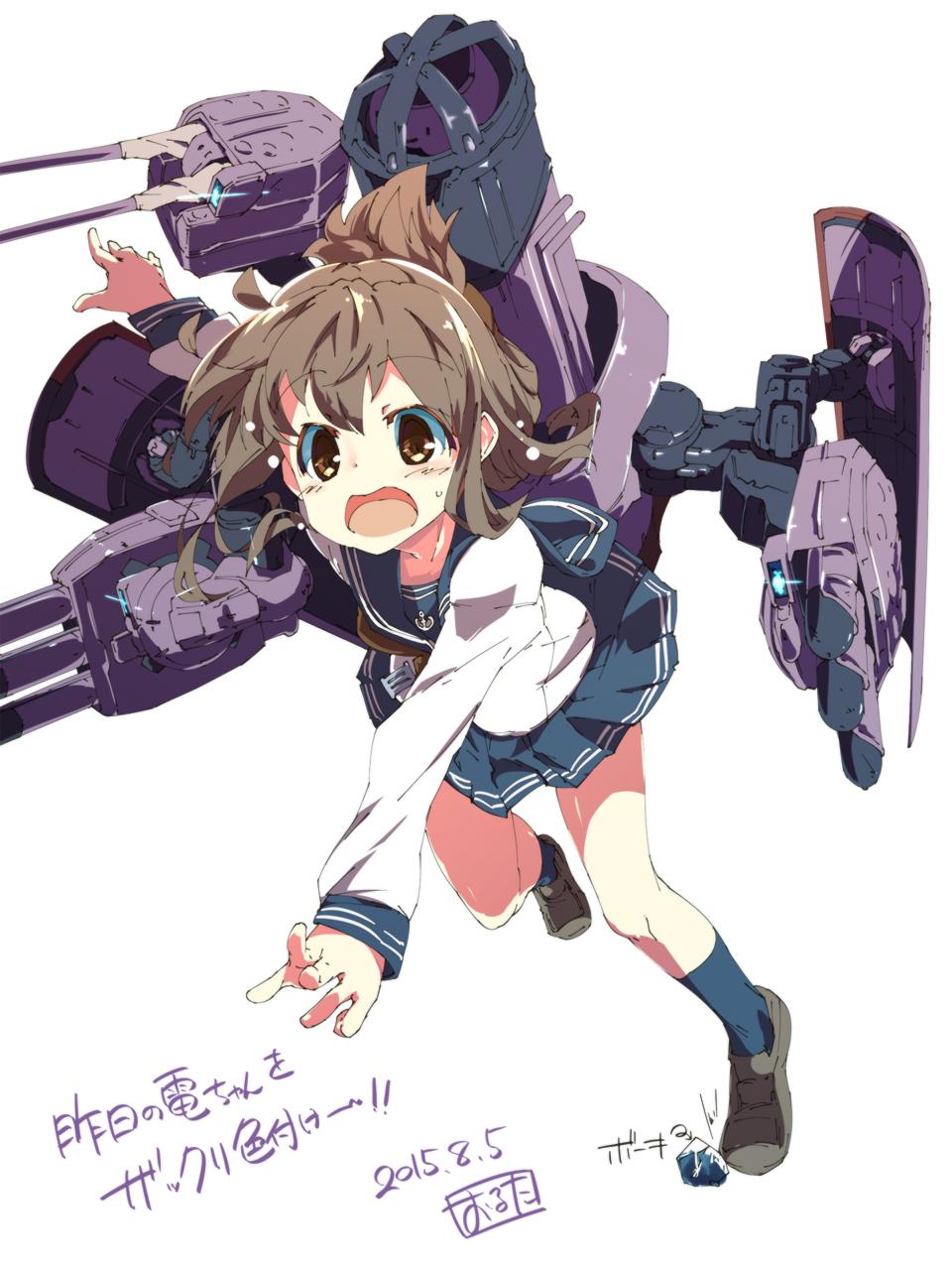 1girl, brown_hair, folded_ponytail, highres, inazuma_(kantai_collection), kantai_collection, open_mouth, oruta_(owata_saber)