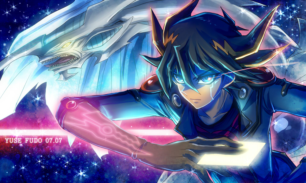 1boy, black_hair, blonde_hair, blue_eyes, card, character_name, collarbone, dated