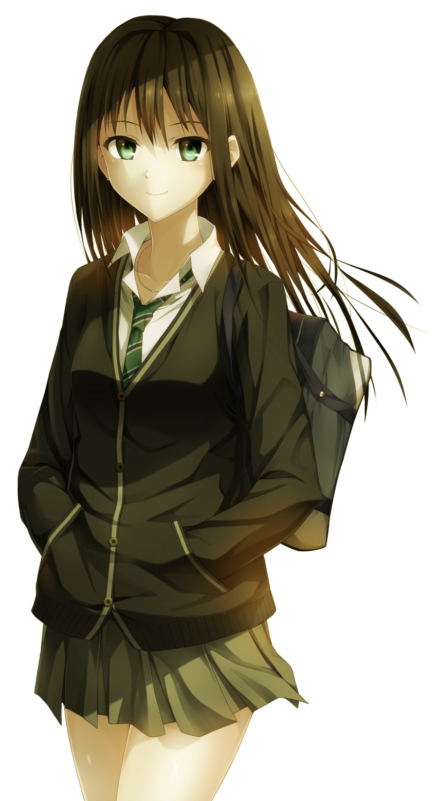 1girl, absurdres, brown_hair, cardigan, green_eyes, highres, idolmaster, idolmaster_cinderella_girls