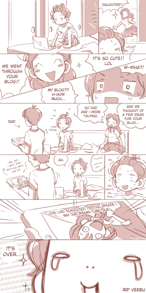 1boy, 2girls, artist_self-insert, bed, bedroom, comic, computer, english