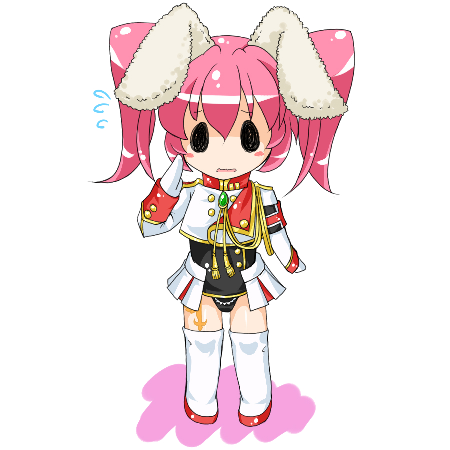1girl, animal_ears, armband, blush, chibi, chiester45, flying_sweatdrops, kasumisometsuki