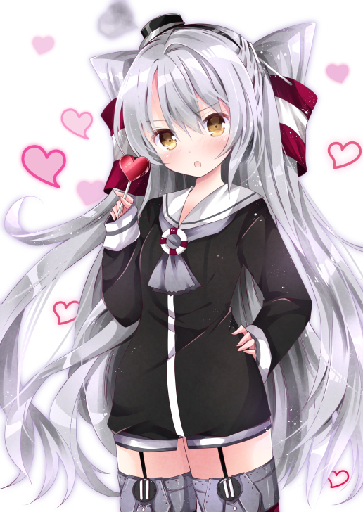amatsukaze_(kantai_collection), blush, choker, grey-hair, kantai_collection, long_hair, nanase_nao, personificiation