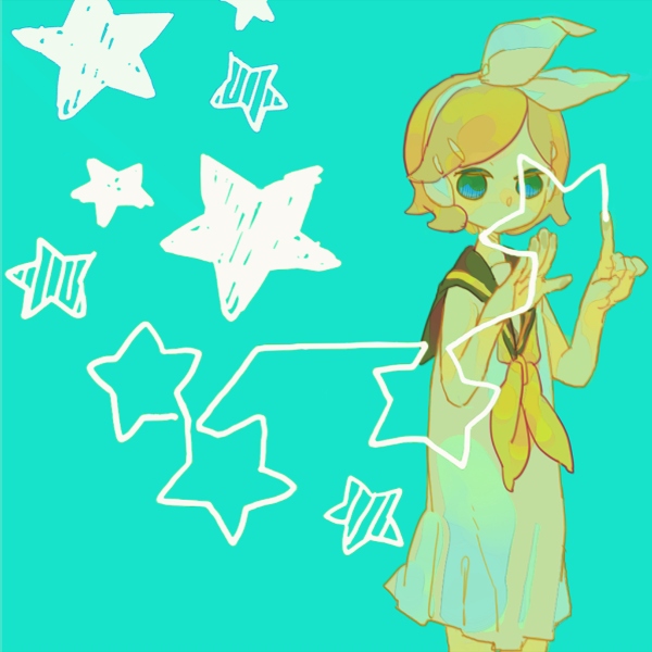blonde_hair, epo_(papier), gemini_(vocaloid), hair_ornament, hair_ribbon, hairclip, kagamine_rin, ribbon