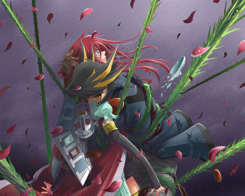 commentary_request, fudou_yuusei, izayoi_aki, mask, thorns, towa_(towa_no_jiyuuchou), vines, yuu-gi-ou