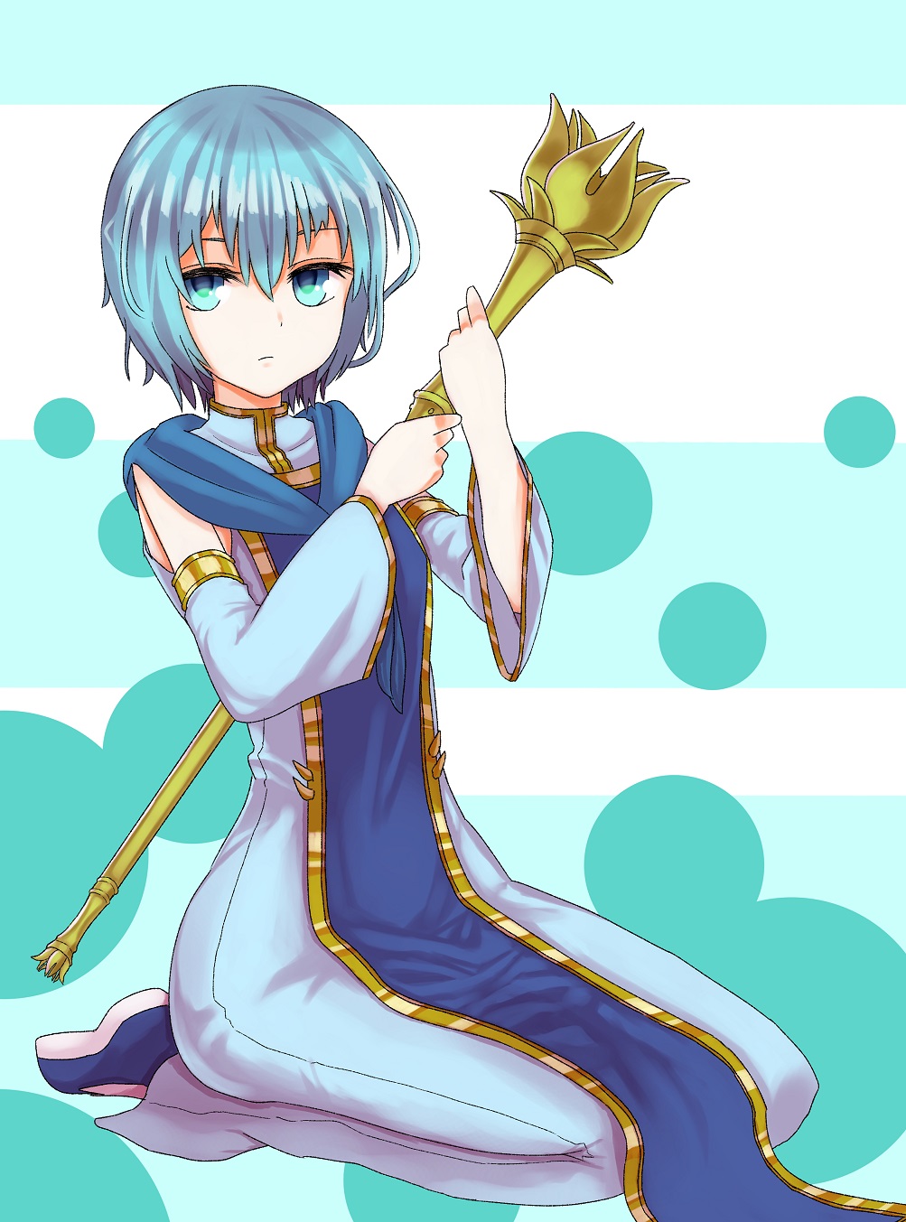 1girl, blue_eyes, blue_hair, detached_sleeves, flat_chest, flats, full_body, gate_-_jieitai_ka_no_chi_nite_kaku_tatakaeri