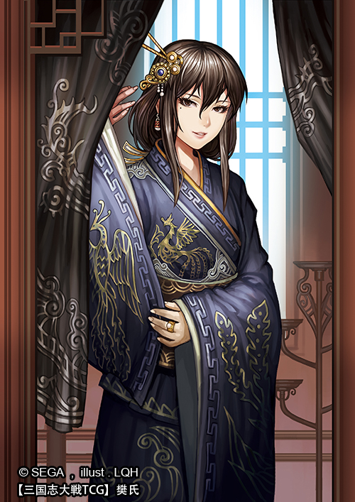 1girl, artist_name, brown_eyes, brown_hair, character_name, chinese_clothes, company_name, copyright_name