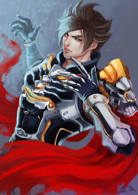 1boy, armor, brown_hair, cape, gauntlets, green_eyes, haruka4413, lars_alexandersson