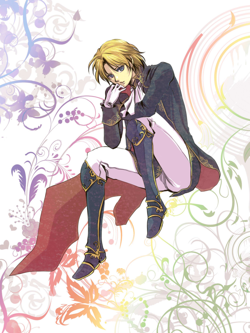1boy, blonde_hair, blue_eyes, boots, camus, fire_emblem, fire_emblem:_mystery_of_the_emblem, gloves, highres, simple_background, solo, sumeragi_(black_rose), white_background