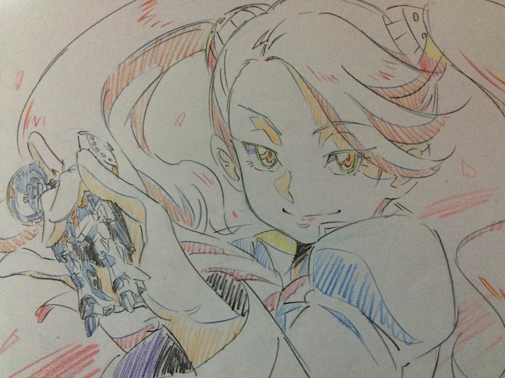 brown_eyes, brown_hair, gorou_(pixiv3249935), gundam, gundam_build_fighters, gundam_build_fighters_try, gunpla, sazaki_kaoruko
