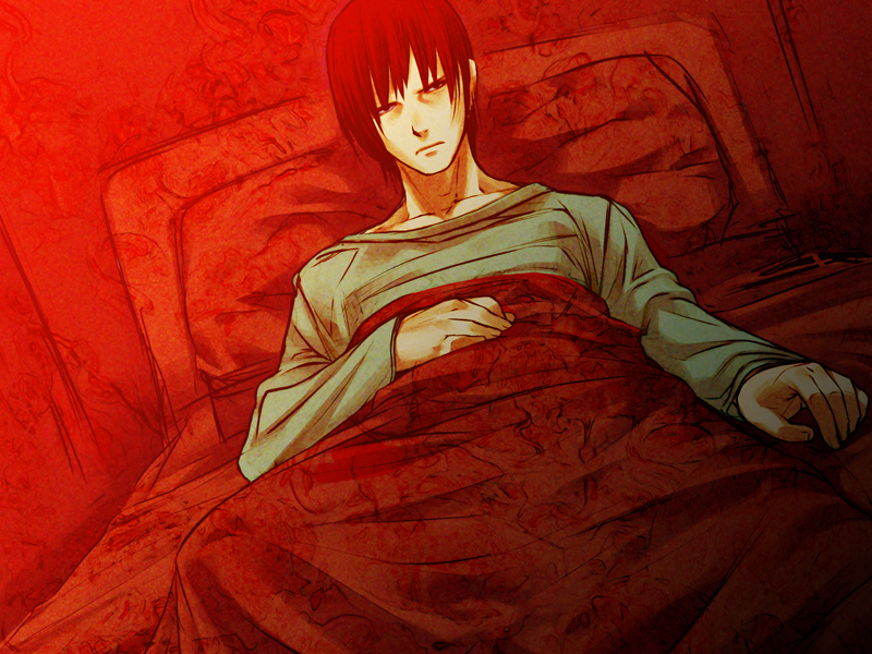 bed, game_cg, male, pillow, red, sakisaka_fuminori, saya_no_uta