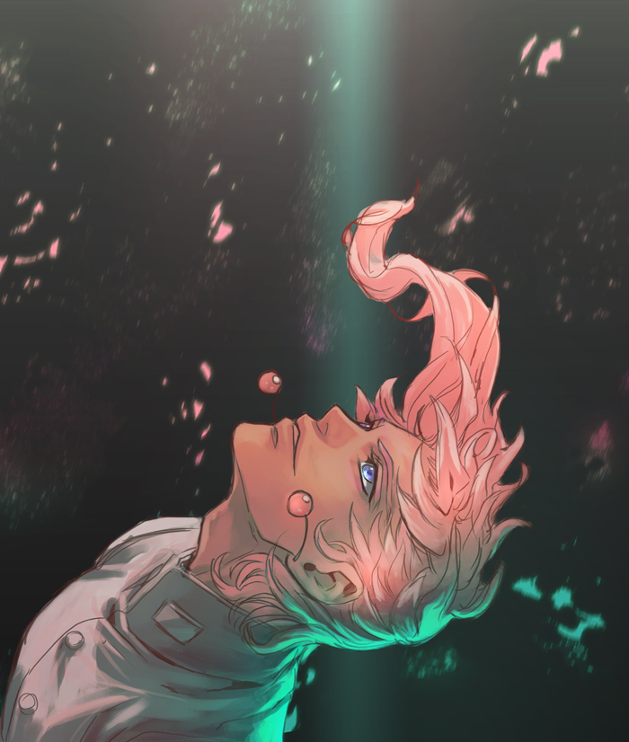 1boy, blue_eyes, earrings, jewelry, jojo_no_kimyou_na_bouken, kakyouin_noriaki, kouto29, redhead