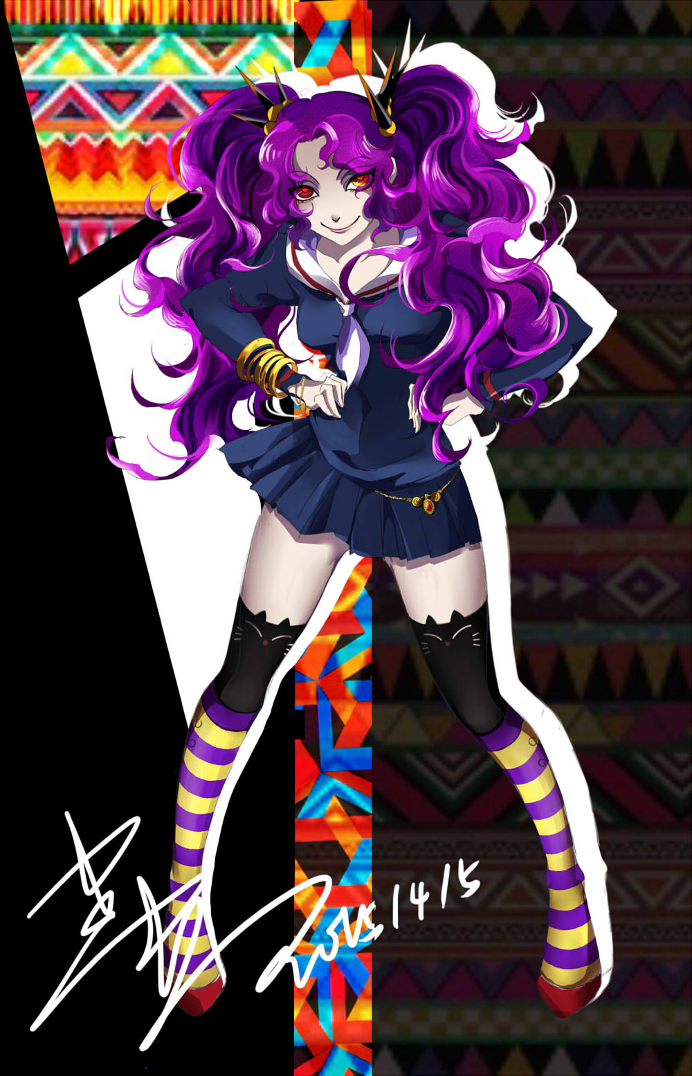 1girl, genderswap, grey_skin, hair_ornament, highres, jiaojun, jojo_no_kimyou_na_bouken, kars_(jojo)